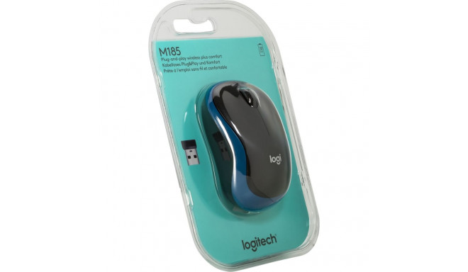Logitech M 185 juhtmevaba sülearvuti hiir USB must/sinine