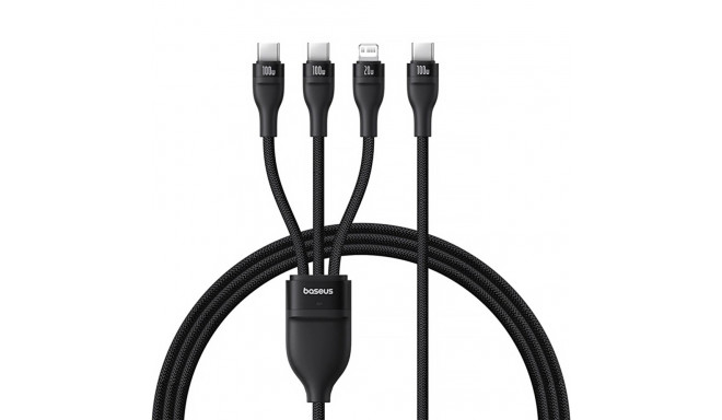 Baseus Flash Series 3 3in1 cable 100W USB-C - USB-C+USB-C+ Lightning 1.5m + 3 x 0.25 m - black