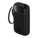 Baseus QPow 2 20000mAh 30W Power Bank with 2 Built-in USB-C Cables - Black