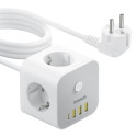Baseus PowerCombo 7 in 1 Power Strip Cube, 3 AC + 3 x USB-A + 1 x USB-C 20W 1.5 m - white