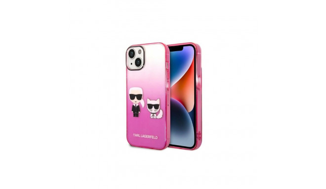 Karl Lagerfeld Gradient Ikonik Karl & Choupette Case for iPhone 14 / 15 / 13 6.1" - pink