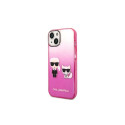 Karl Lagerfeld Gradient Ikonik Karl & Choupette Case for iPhone 14 / 15 / 13 6.1" - pink