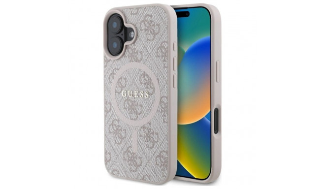 Guess 4G Ring Classic Logo MagSafe iPhone 16 Case - Pink