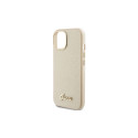 Guess Glitter Glossy Script case for iPhone 15 - gold