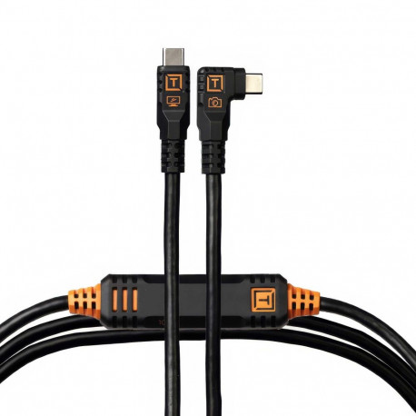 TetherPro USB-C kaabel Optima 10G 4.6m straight to right, must