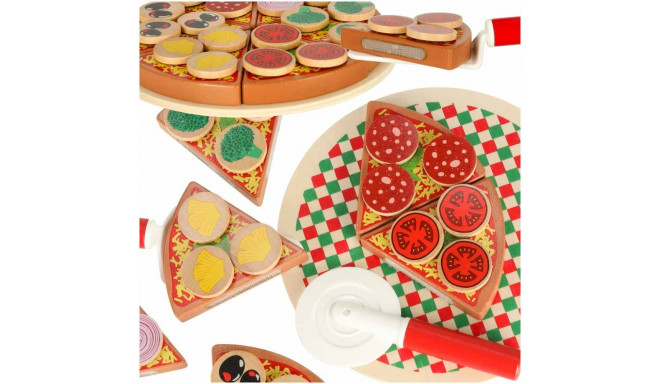 Pizzatoodete puidust mängukomplekt koos tarvikutega