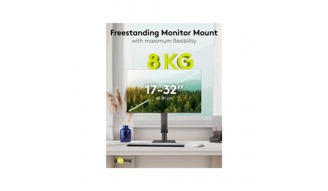 Freestanding single monitor mount 17 - 32 inches (43 - 81 cm), max. 8 kg, fully flexible desk stand