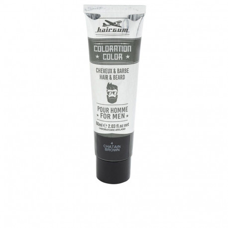 HAIRGUM COLORATION tinte para barba y cabello #4-Castaño 60 gr