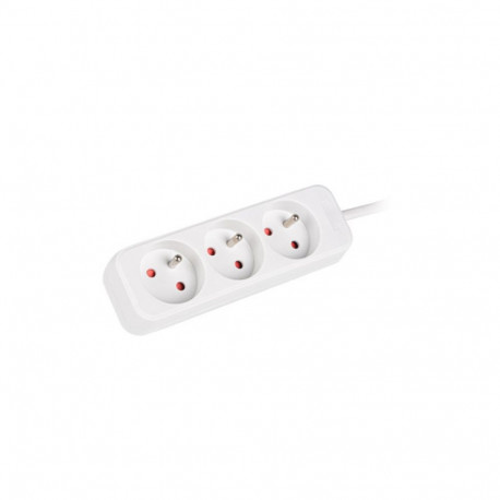 POWER STRIP LANBERG 1.5M 3X FRENCH OUTLETS QUALITY-GRADE COPPER CABLE WHITE