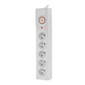 SURGE PROTECTOR ARMAC Z5 1.5M 5X FRENCH OUTLETS 10A CABLE ORGANIZER GREY