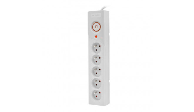 SURGE PROTECTOR ARMAC Z5 1.5M 5X FRENCH OUTLETS 10A CABLE ORGANIZER GREY