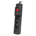 SURGE PROTECTOR ARMAC MULTI M3 1.5M 3X FRENCH OUTLETS BLACK