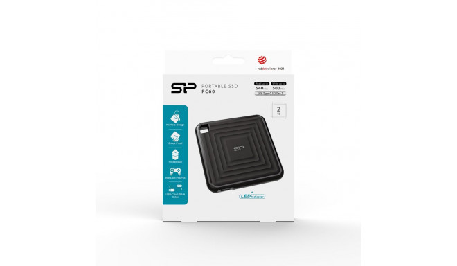 Silicon Power Portable SSD 2TB , 540MB/s Black