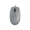 LOGITECH M110 Silent Mouse right and left-handed optical 3 buttons wired USB-A mid grey