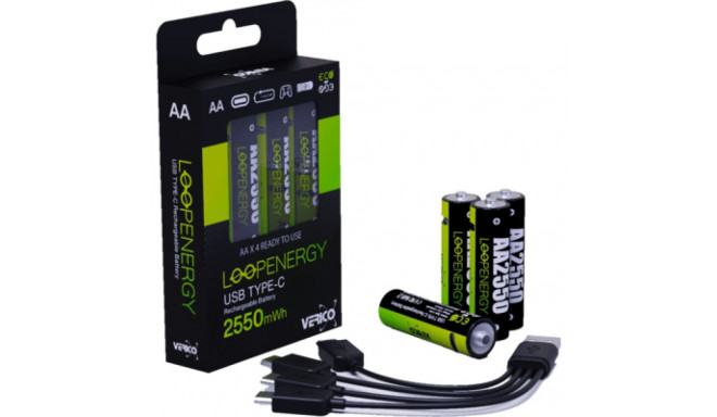 Verico LoopEnergy AA2550 4er-Pack wiederaufladbar USB-C