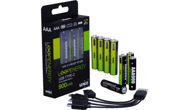 Verico LoopEnergy AAA900 8er-Pack wiederaufladbar USB-C