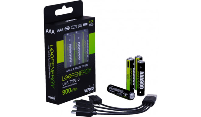 Verico LoopEnergy AAA900 4er-Pack wiederaufladbar USB-C