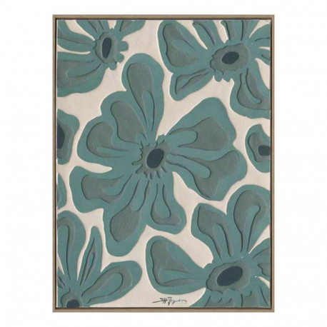 Painting with frame 60x80cm, 
green flowers