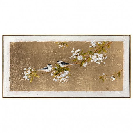 Maal raamiga 60x120cm, lind kuldsel