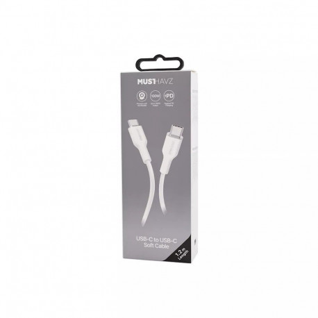 USB-C to USB-C Soft Cable 1.2 m 100W by Musthavz White