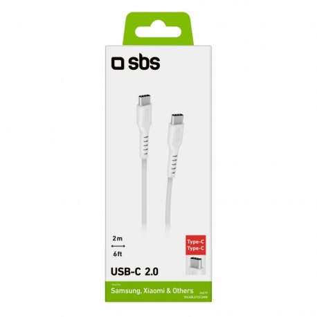 Type-C to Type-C Cable 2.0 2m By SBS White