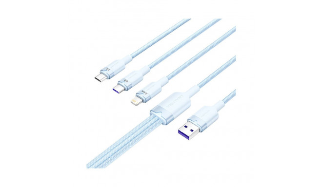 USB 2.0 A to 3-in-1 6A cable Vention CTRLG 1.5M (blue)