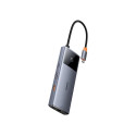 Hub 6in1 Baseus Metal Gleam 2 Series, USB-C to 2xUSB 3.0 +USB-C + HDMI + USB-C PD + Ethernet RJ45