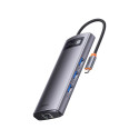Hub 7in1 Baseus Metal Gleam Series, USB-C to 3x USB 3.0 + 2x HDMI + USB-C PD + Ethernet RJ45