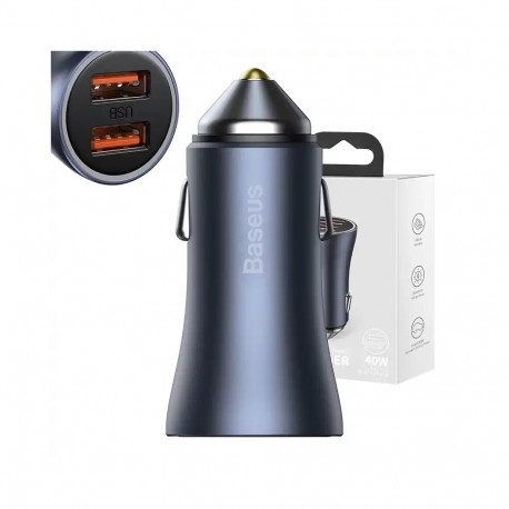 Baseus Golden Contactor Pro car charger, 2x USB, 40W (gray)