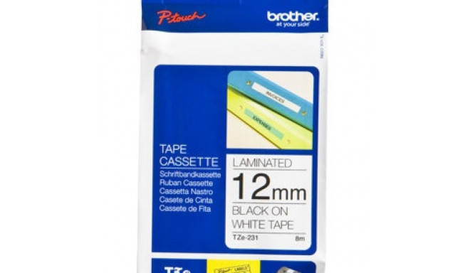 BROTHER TZE-231 BLACK ON WHITE LABELLING TAPE 12MM