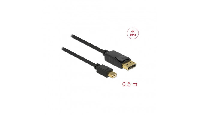 Mini DisplayPort - DisplayPort kaabel 0.5m, must, 4K@60Hz