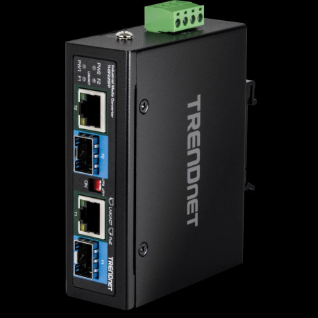 2-Port Industrial SFP to Gigabit PoE++ Media Converter