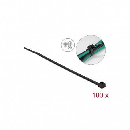 Delock Cable tie heat resistant L 150 x W 3.6 mm black 100 pieces