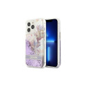 Guess GUHCP13LLFLSU iPhone 13 Pro / 136.1" lilla kõvakaaneline Flower Liquid Glitter