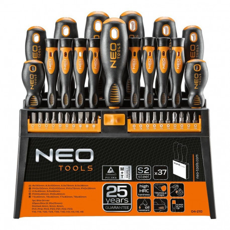 Neo Set of screwdrivers and screwdriver bits 37 pieces (04-210)