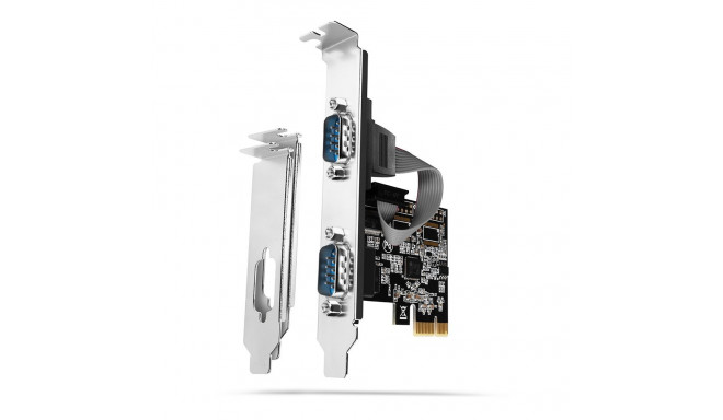 Axagon PCI-Express kaart kahe 250 kbps jadapordiga. ASIX AX99100. standard- ja madalprofiilne.