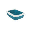 Cat litter tray : Trixie Classic cat litter tray, with rim, 37 × 15 × 47 cm, petrol|white