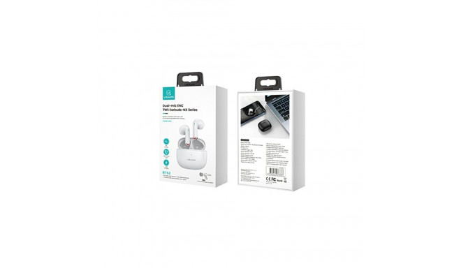 USAMS Bluetooth 5.2 TWS NX10 Series kahe mikrofoniga juhtmevabad kõrvaklapid valge BHUNX02