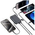 USAMS XR Series CD228 10000mAh 20W + USB-C/Lightning kaabel valge powerbank