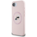 Case Karl Lagerfeld silikoon Karl&Choupette Heads MagSafe iPhone 16e jaoks roosa