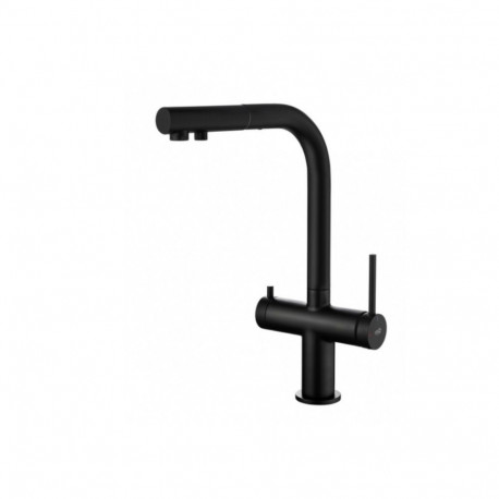 Blue Water Delta köögisegisti filtriga ühendamiseks ja väljatõmmatava tila, must matt