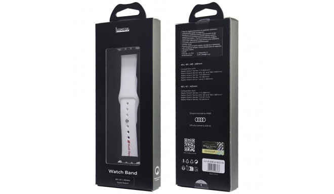 Strap Audi Sport Red Logo Silicone Watch Strap for Apple Watch 40/41/42mm white