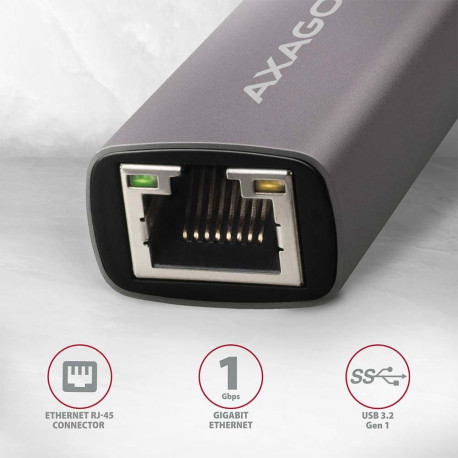 AXAGON ADE-TRC Compact aluminum USB-C 3.2 Gen 1 Gigabit Ethernet 10/100/1000Mbit adapter with automa