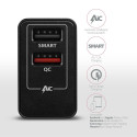 Axagon dual seinalaadija 240V/2x USB port QC3.0/AFC/FCP ja 5V-1.2A, 24W | ACU-QS24