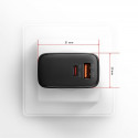 Axagon GaN seinalaadija 2x porti (USB-A + USB-C), PD3.0/PPS/QC4+/SFC2.0/AFC/SCP/FCP/Apple, 45W | ACU