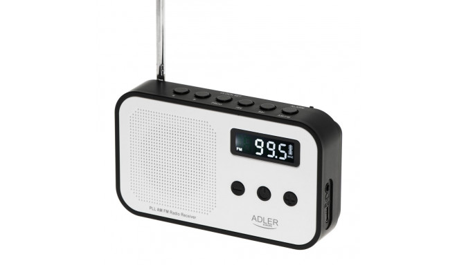 Adler | Digital radio PLL AM/FM | AD 1907 | Alarm function | White/Black