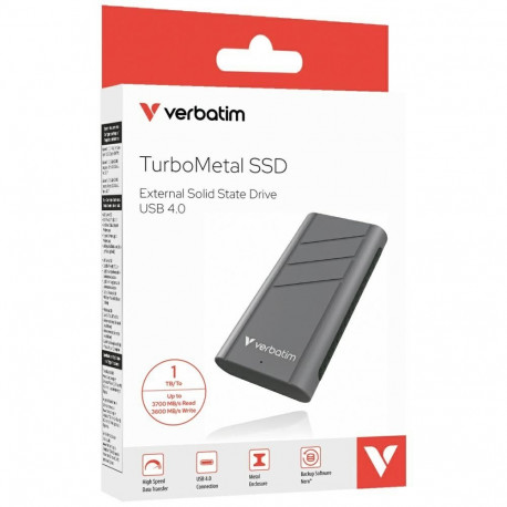 External Drive Verbatim TurboMetal SSD 1TB USB4 USB-C gray 32021