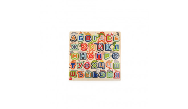 bo. Educational wooden puzzle "Alphabet and animals" (In Russian lang.)