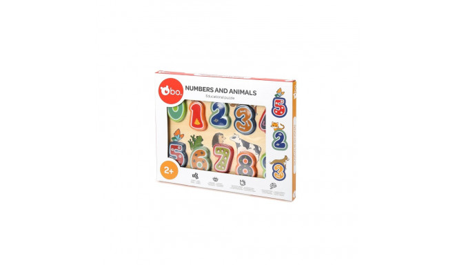 bo. Educational wooden puzzle "Numbers and animals"
