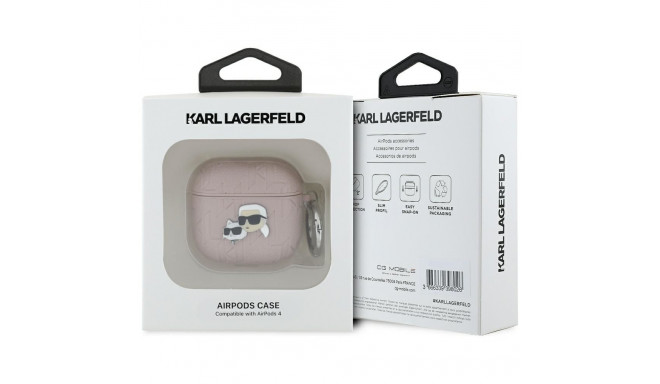 Karl Lagerfeld Monogram Karl & Choupette roosa ümbris AirPods 4 jaoks